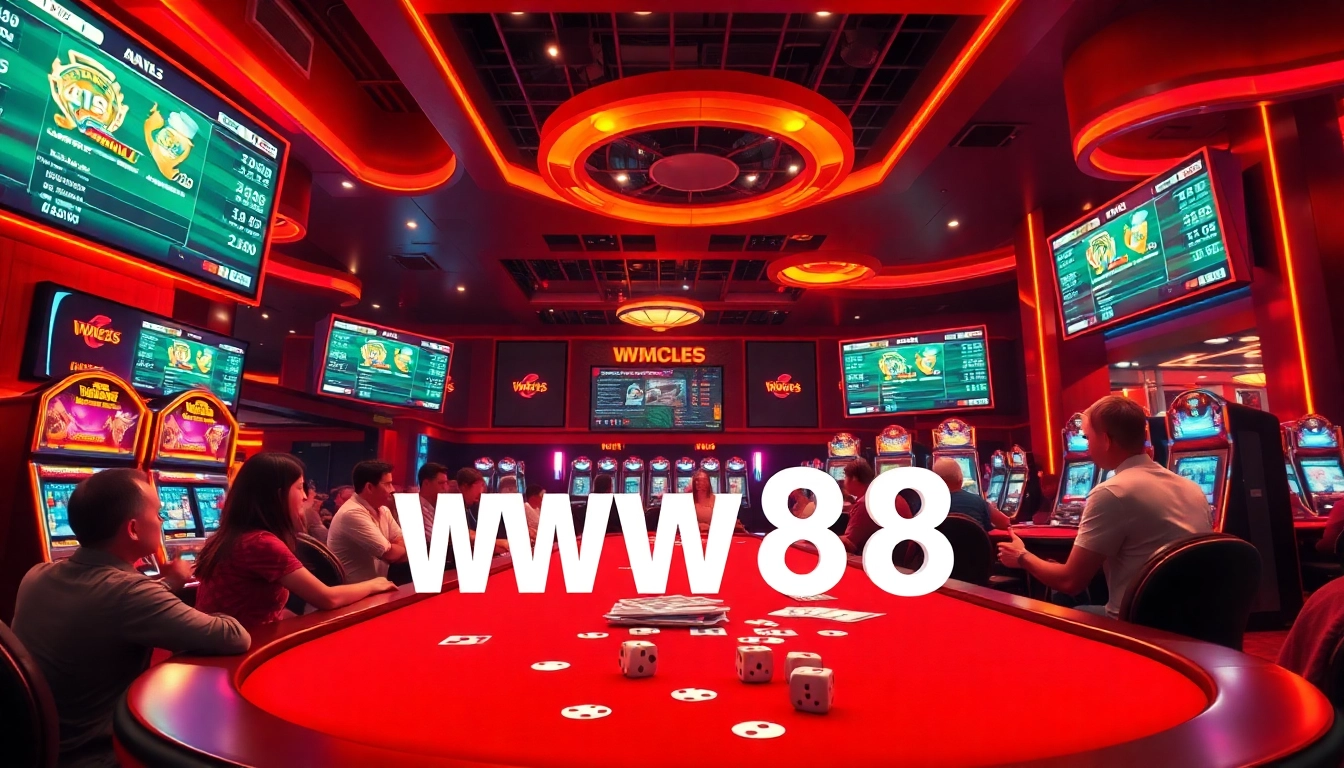 Experience thrilling online betting at ww88 with vibrant casino scenes featuring exciting games.