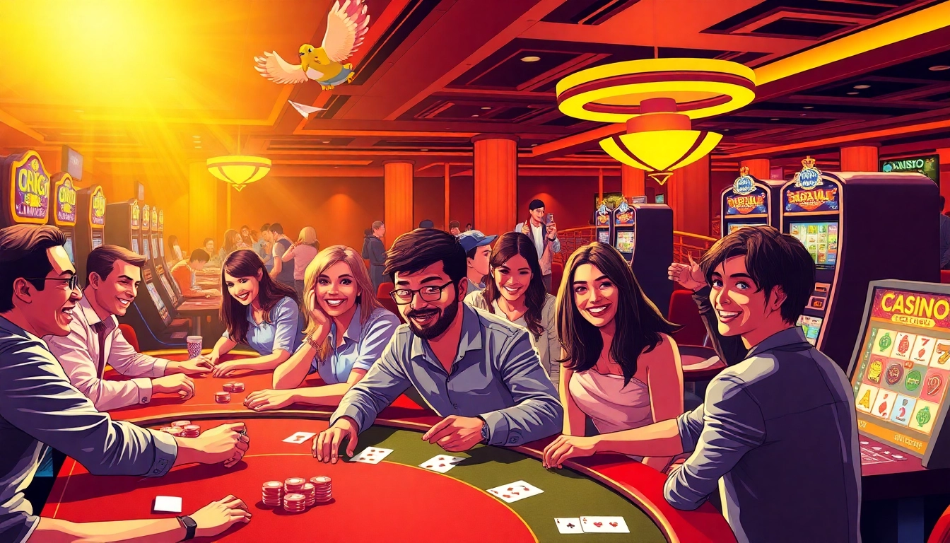 Experience the thrilling atmosphere of casino gaming at bancaonline88 with excited players and colorful action.