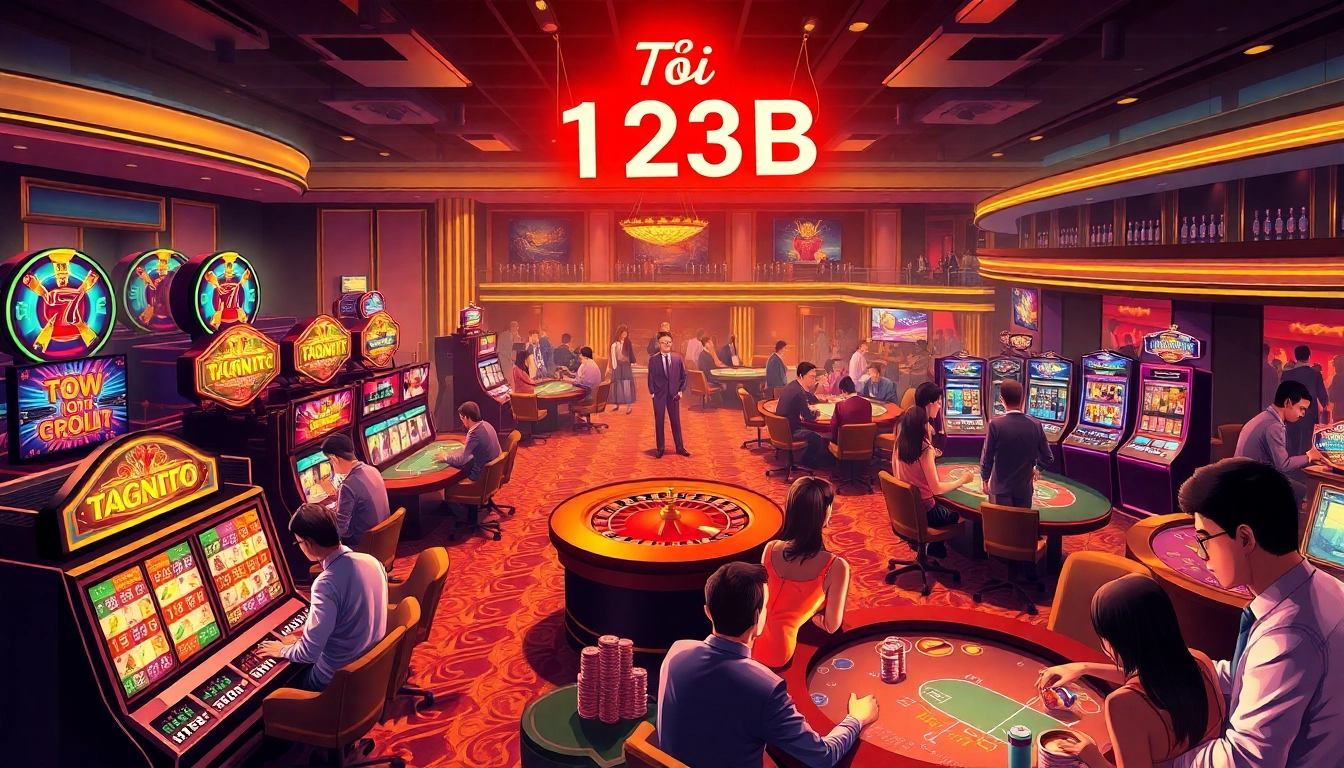 Experience the thrill of gambling and gaming excitement Tại 123B with vibrant tables and lively players.
