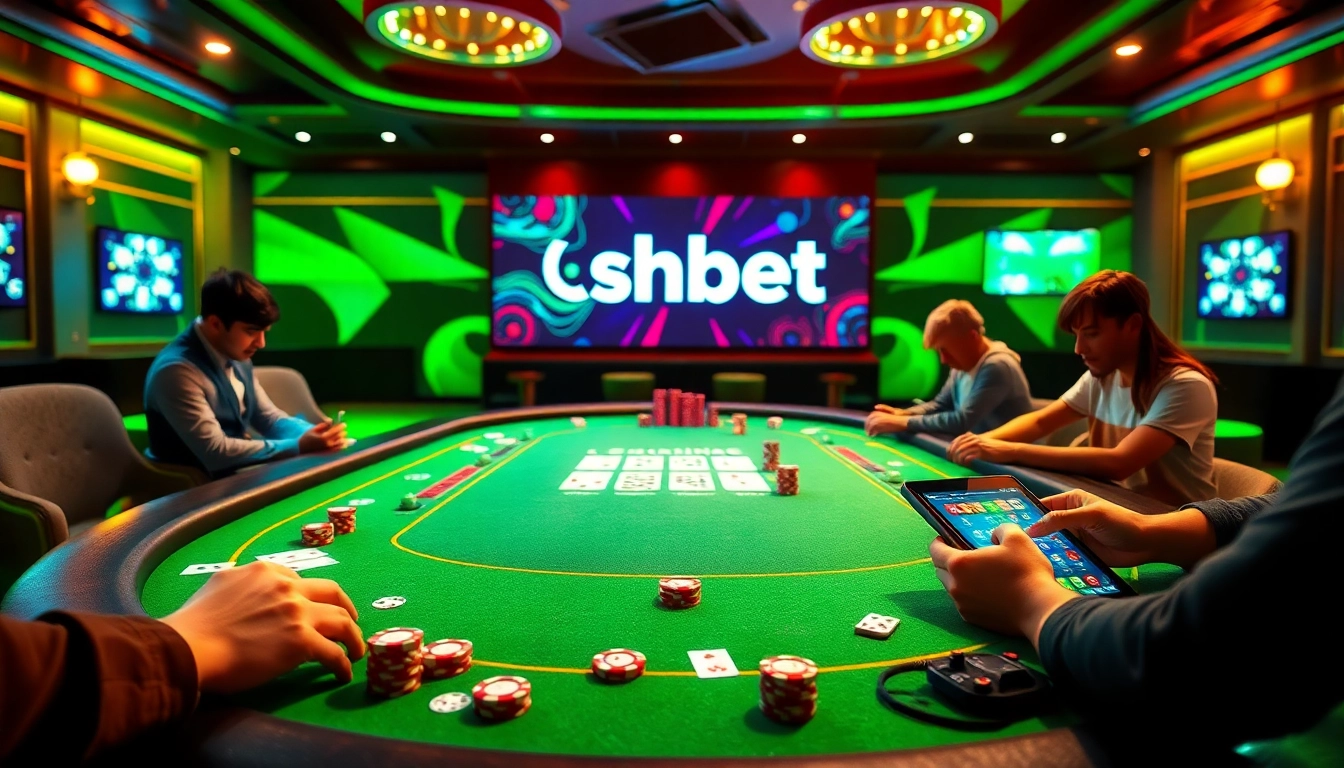 Experience the thrill of online gambling at https://shbet.cruises/ with an exciting poker scene featuring vibrant chips and cards.