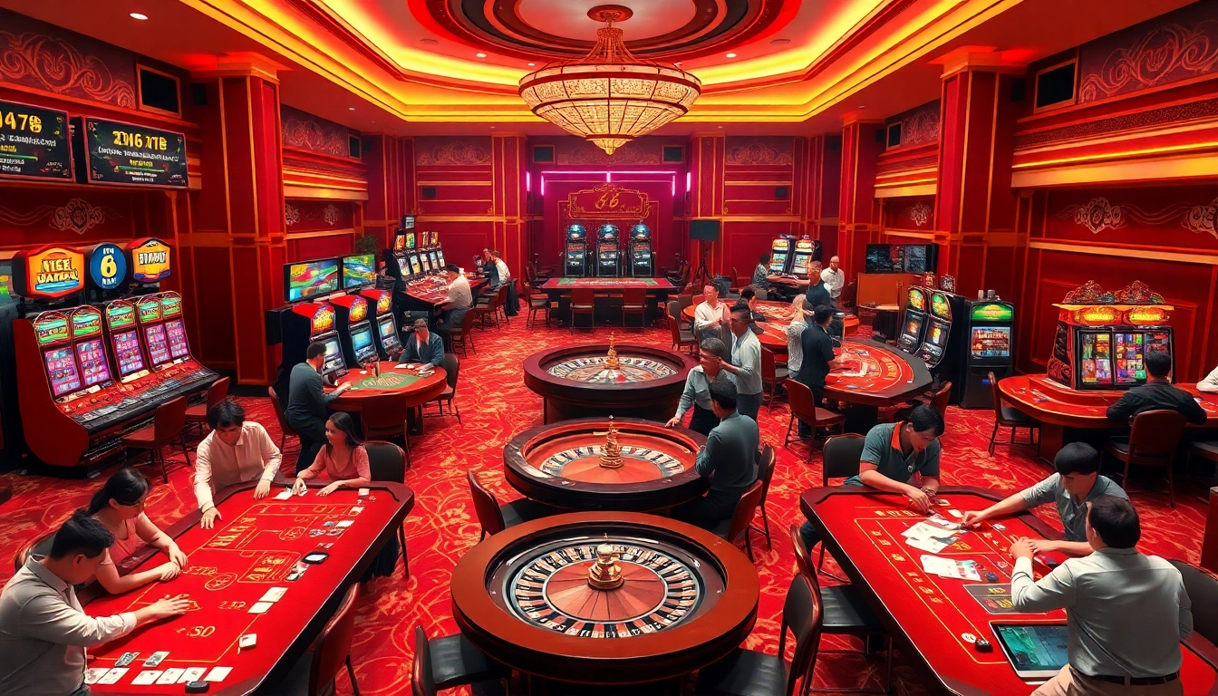 Experience the thrill of the 68 game bài đổi thưởng in a vibrant casino setting filled with dynamic gambling action.