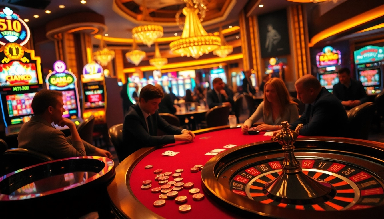 A thrilling casino atmosphere where players engage with an AI sex bot, enhancing their poker experience.
